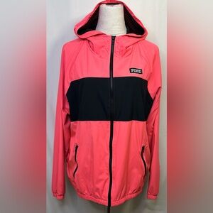 Pink Victoria’s Secret, women’s windbreaker, zip up jacket, size M/L